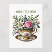 Carte Postale Cute teacup flowers customizable  (Devant)