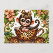 Carte Postale Cute teacup monkey jungle mug (Devant)