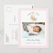 Carte Postale Cute Teddy Bear Gingham Girl Birth Announcement (Devant / Derrière)