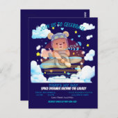 Carte Postale Cute Teddy Bear Pilot Airplane Art (Devant / Derrière)