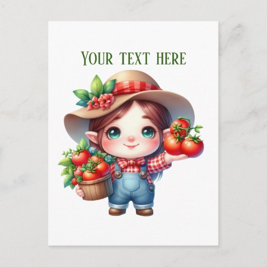 Carte Postale Cute tomato gnome customizable (Devant)