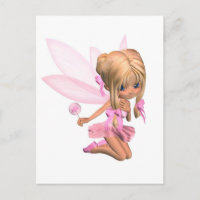 Cute Toon Ballerina Fée en rose - agenouillement