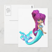 Carte Postale Cute Toon Bleu Feu (Devant / Derrière)