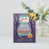 Carte Postale Cute tronc ou traiter l'invitation Halloween perso (Debout devant)