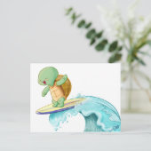 Carte postale Cute Turtle Surfing Kawaii (Debout devant)