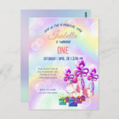 Carte Postale Cute Unicorn Arc-en-ciel Anniversaire (Devant / Derrière)