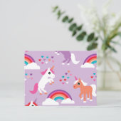 Carte Postale Cute Unicorn Arc-en-ciel violet (Debout devant)