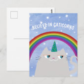 Carte Postale Cute Unicorn Chat (Devant / Derrière)