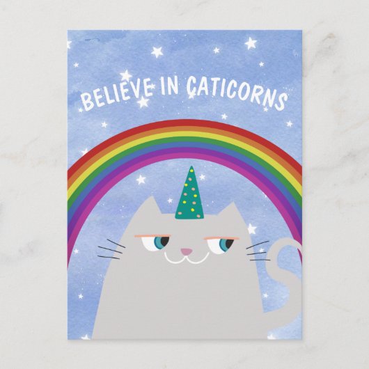 Carte Postale Cute Unicorn Chat (Devant)