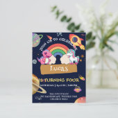 Carte Postale Cute Unicorn Dinosaur arc-en-ciel fête d'anniversa (Debout devant)