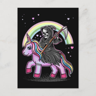 Carte Postale Cute Unicorn Reaper Rainbow Pastel Goth Kawaii
