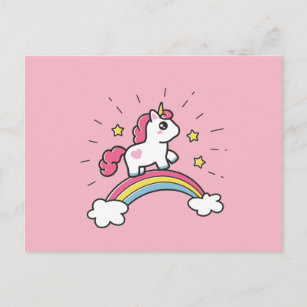 Carte Postale Cute Unicorn Sur Un Arc En Arc En Ciel