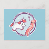 Carte Postale Cute Unicorne avec Bacon (Devant)