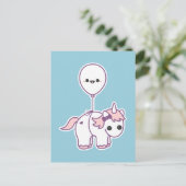 Carte Postale Cute Unicorne avec ballon (Debout devant)