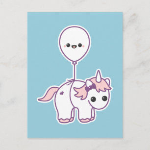 Carte Postale Cute Unicorne avec ballon