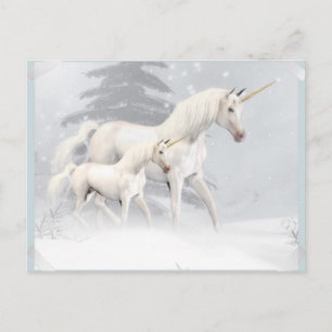 Carte Postale Cute Unicornes Dans La Neige 1