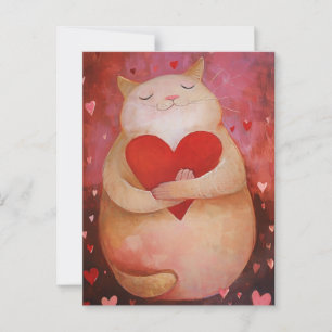 Carte Postale Cute Valentine Chat