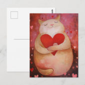 Carte Postale Cute Valentine Chat (Devant / Derrière)