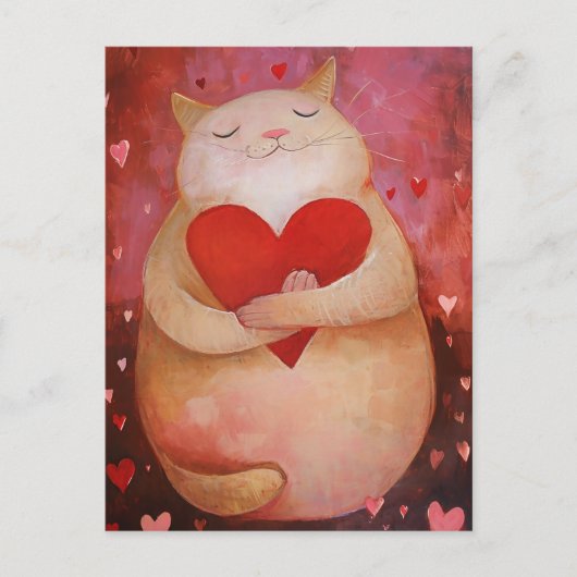 Carte Postale Cute Valentine Chat (Devant)