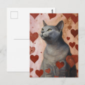 Carte Postale Cute Valentine Chat (Devant / Derrière)