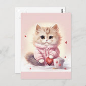 Carte Postale Cute Valentine kitty (Devant / Derrière)