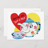 Carte postale Cute Valentine Teapot (Devant / Derrière)