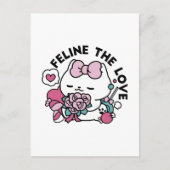 Carte Postale Cute Valentine's Cat Design - Feline the Love (Devant)