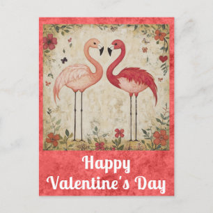 Carte Postale Cute Valentines Day Aquarelle Flamant rose rose