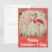 Carte Postale Cute Valentines Day Aquarelle Flamant rose rose (Devant / Derrière)