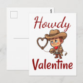 Carte Postale Cute Valentine's Day Cowboy "Howdy Valentine" (Devant / Derrière)