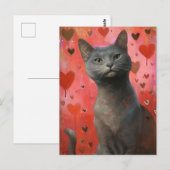 Carte Postale Cute Valentines Jour Chat (Devant / Derrière)