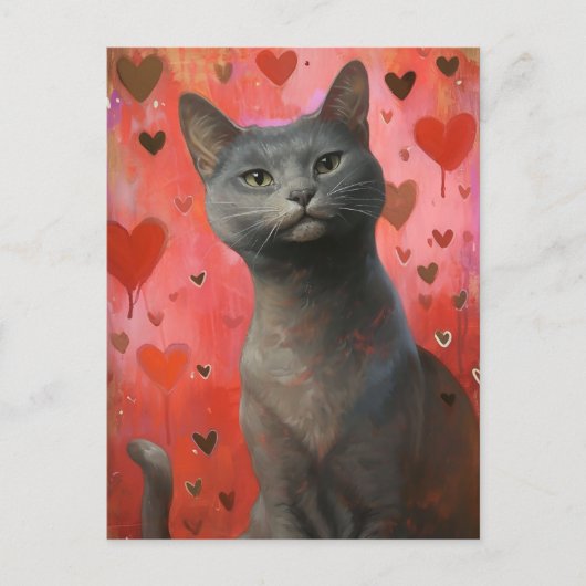 Carte Postale Cute Valentines Jour Chat (Devant)