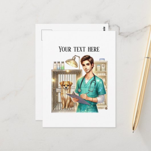 Carte Postale Cute Veterinarian Office customizable (Devant/Arrière en situation)