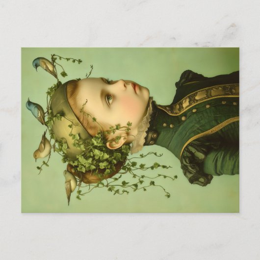 Carte Postale Cute Victorian Girl & Vines & Birds BD9 (Devant)