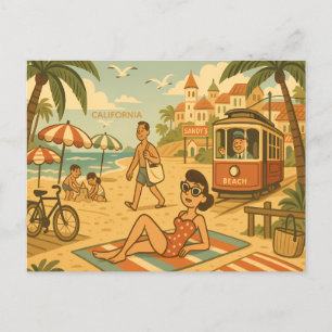 Carte Postale Cute Vintage California Beach Ocean Coast Travel