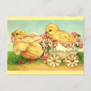Carte Postale Cute Vintage Chicks Joyeux voeux de Pâques