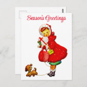 Carte Postale Cute Vintage Joyeuses Fêtes de Noël (Devant / Derrière)