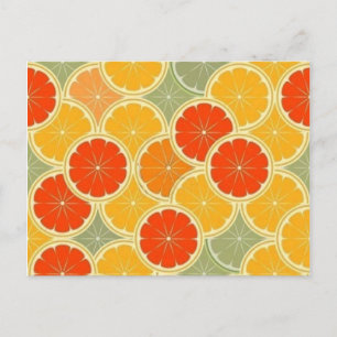 Carte Postale Cute Vintage Orange Lime Grapefruit Citrus Pattern
