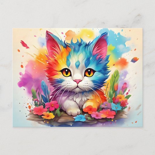 Carte Postale Cute Watercolor Cat # 9 (Devant)