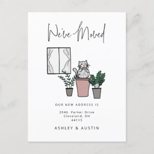 Carte Postale Cute Watercolor Chat Fun Nous avons déménagé Nouve
