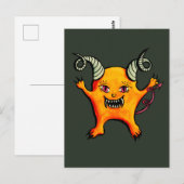 Carte Postale Cute Weird Horned Little Devil Creator (Devant / Derrière)