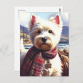 Carte Postale Cute West Highland Peinture de Terrier blanc (Devant / Derrière)