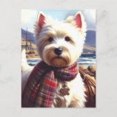 Carte Postale Cute West Highland Peinture de Terrier blanc (Devant)