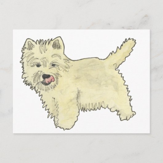 Carte Postale Cute West Highland Terrier Funny Chien Art Design (Devant)