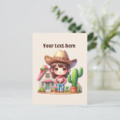 Carte Postale Cute Western Cowgirl ajouter un message (Debout devant)