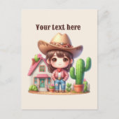Carte Postale Cute Western Cowgirl ajouter un message (Devant)