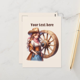 Carte Postale Cute Western Cowgirl ajouter un message