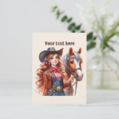 Carte Postale Cute Western Cowgirl ajouter un message (Debout devant)
