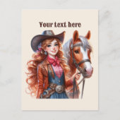 Carte Postale Cute Western Cowgirl ajouter un message (Devant)