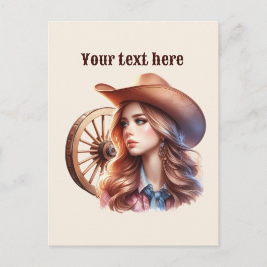 Carte Postale Cute Western Cowgirl ajouter un message (Devant)
